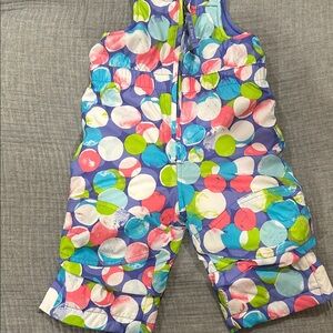 L.L. Bean Colorful Polka Dot toddlers apron snow Overalls 12-18 months